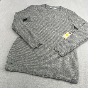 NWOT XS, S Stitches & Stripes Gray Distressed Long Line‎ Sweater